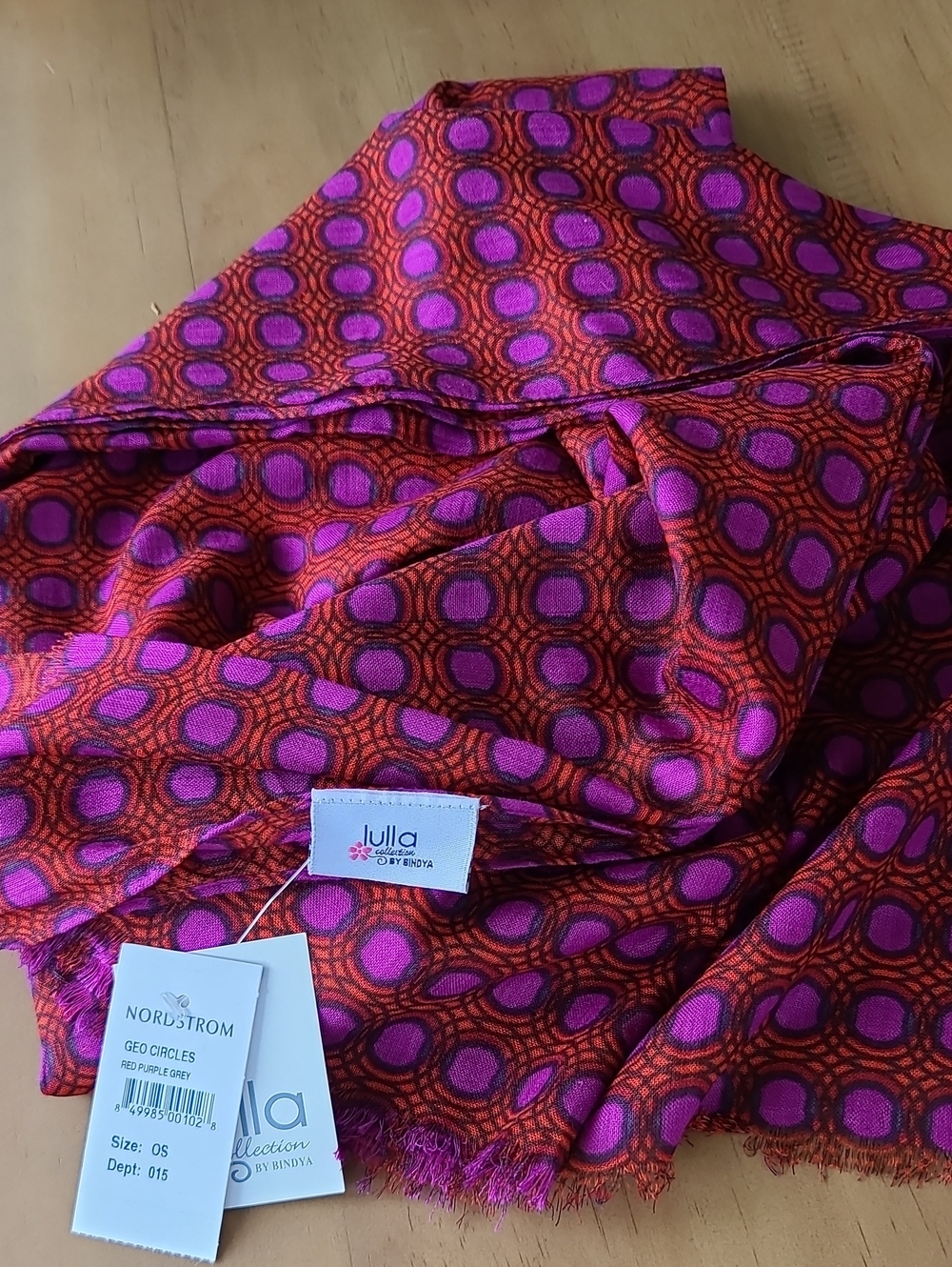 Lilla By Bindya Geo Circles Red-Purple Scarf